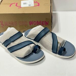 Ryka Stella Sandals Slip On French Blue 11W Women’s Big Toe Holder New